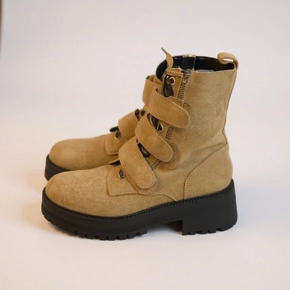 Free People Tan Lace-Up Boots - Picture 2 of 6